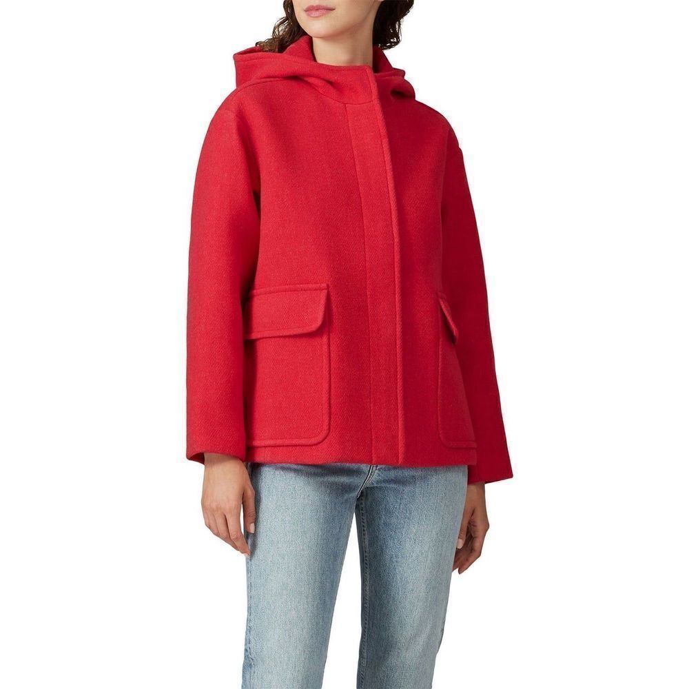 J.Crew Red Berry Sonia Stadium Hooded Wool Coat Jacket Size L